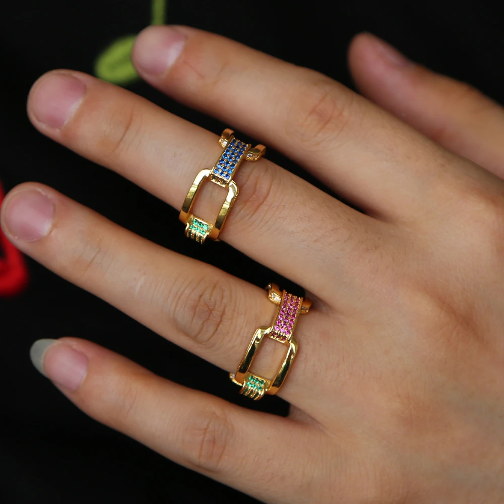 2021 хип-хоп Рок кубинское звено цепи кольцо для женщин мужчин золотой цвет микро