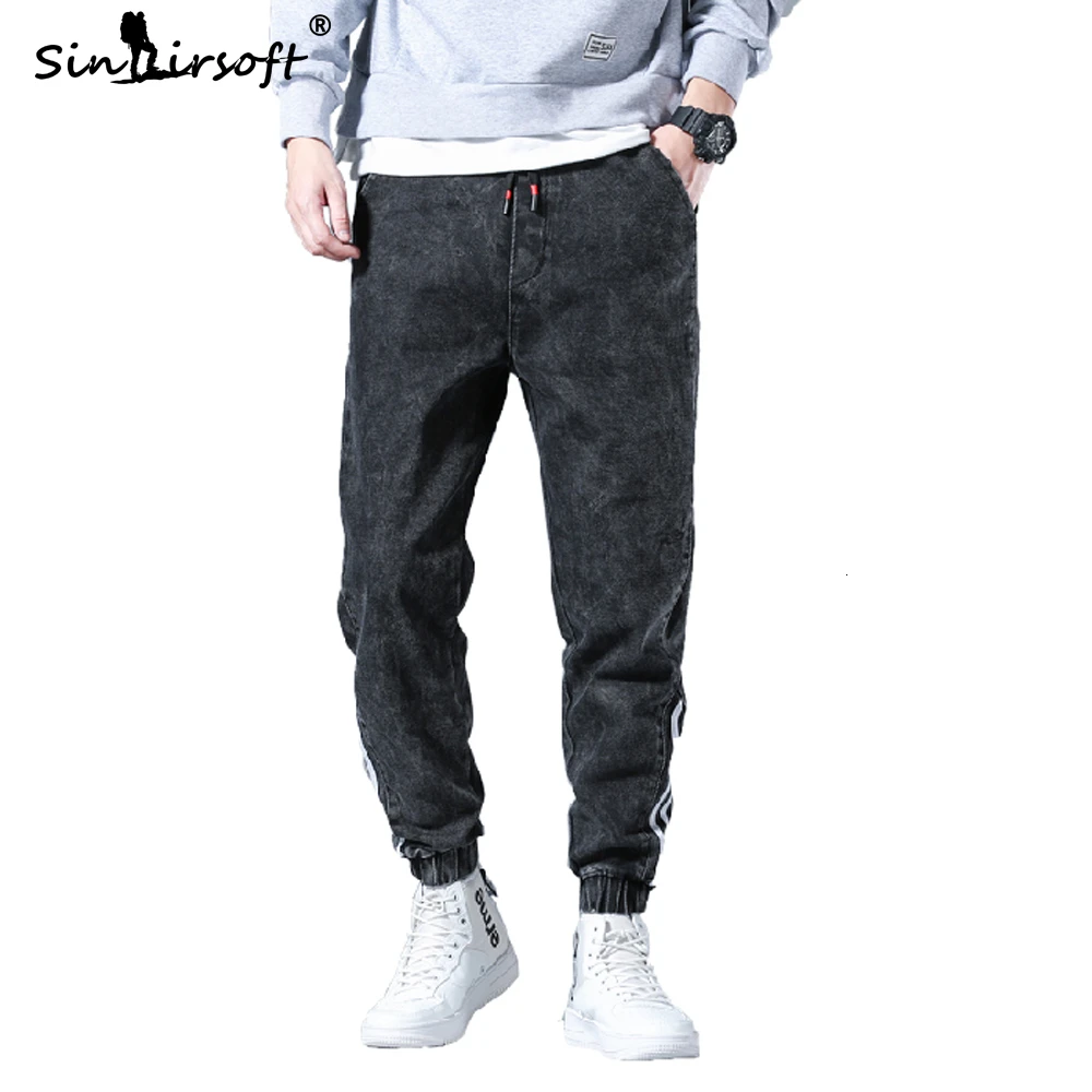 2019 мужские модные свободные штаны-карго с боковой полоской и завязками на талии