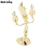 wulibaby metal candleholder brooches women unisex cartoon candlestick brooch pins jewelry accessories gifts