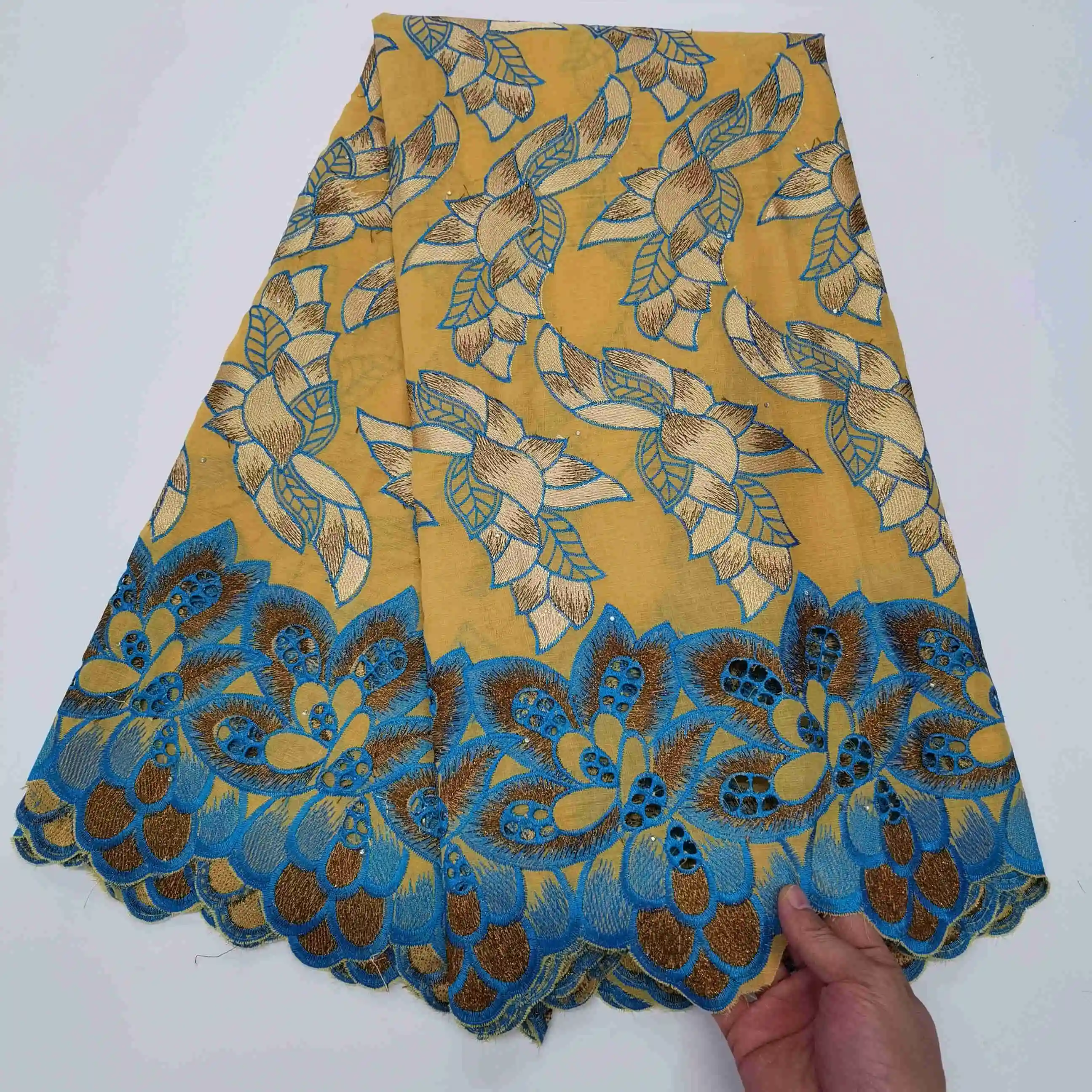 

CS 2020 High Quality Embroidered African Dry Lace Fabric For Women Dress Nigerian Cotton Swiss Voile Lace Material