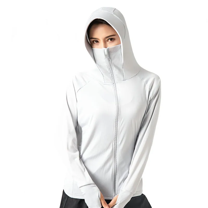 

One Piece Ultrathin Gradient Print Running Jackets For Unisex Thin Skin Sports Clothes Hooded Cardigan Quick Dry Sun Protection