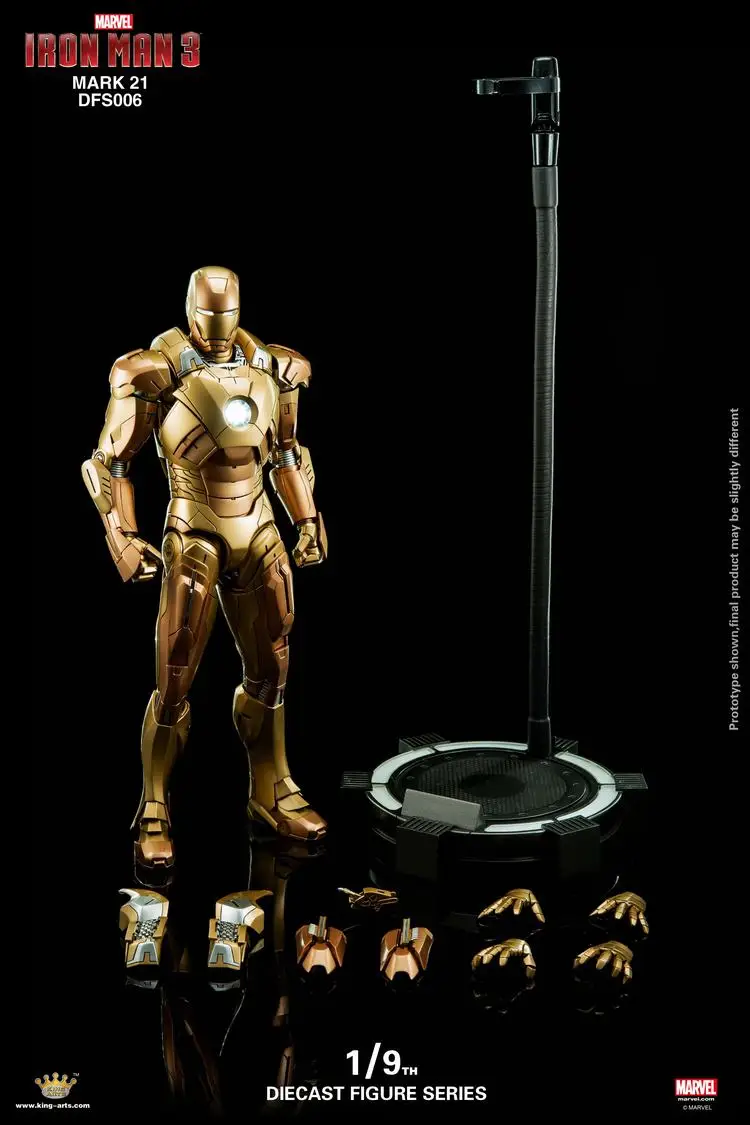 

Original Marvel alloy can luminous 1/9 metal toy robot movable model Iron Man mk21 hand-made