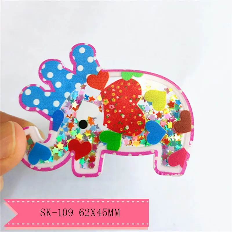 

1pcs cartoon elephant Quicksand Acrylic Sequins custom Shaker Resins DIY bow center SK-109