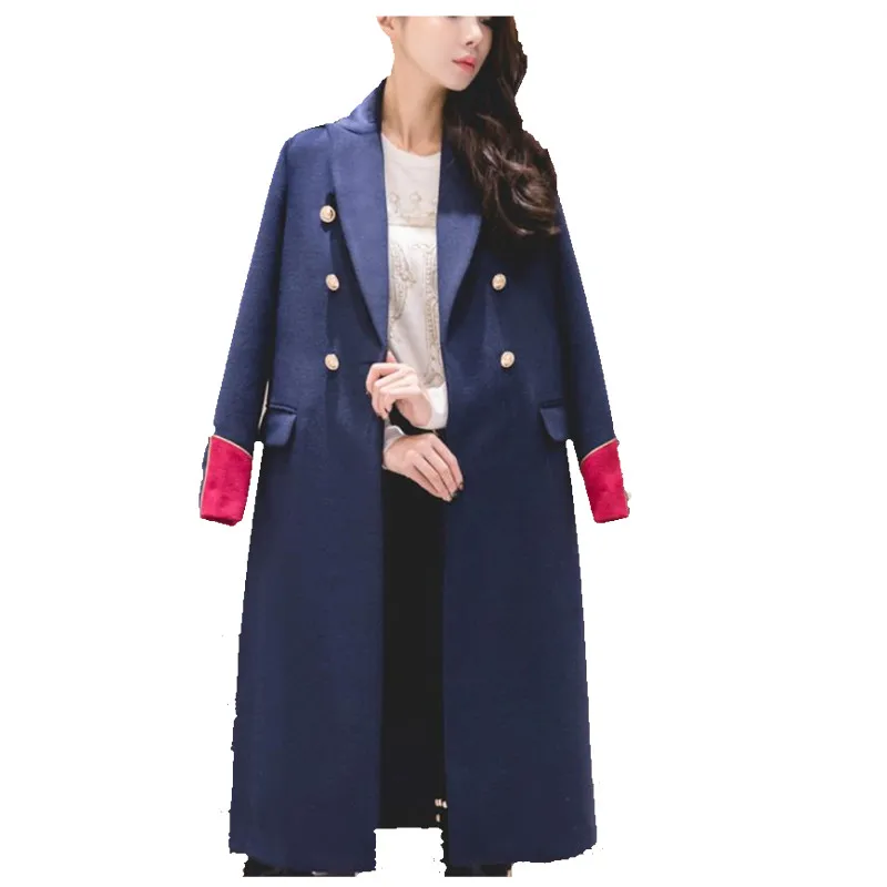 Длинное шерстяное пальто в британском стиле ретро женская красивая военная