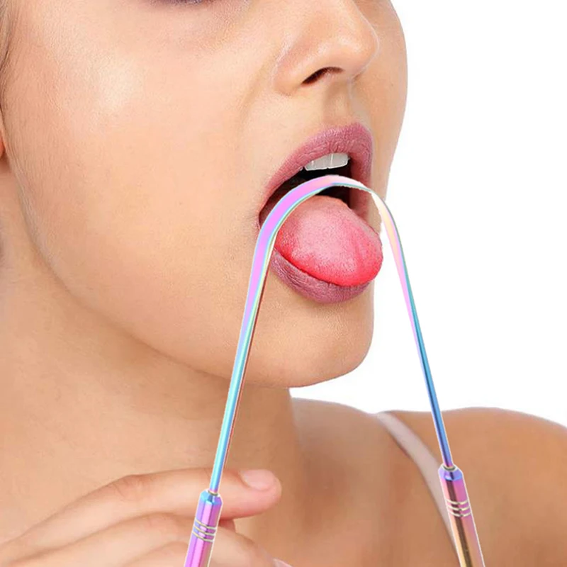 Stainless Steel Tongue Scraper Cleaner Fresh Breath Cleaning Coated Toothbrush Dental Oral Hygiene Care Tool |