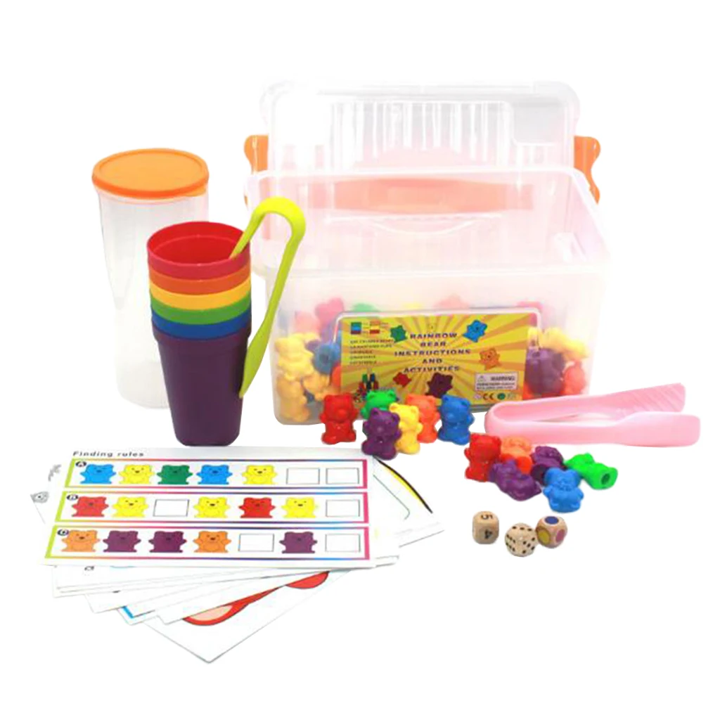 

60pcs Plastic Bear Counters Mathematics Counting and Sorting Toys with Cards