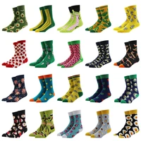 5 pairs man sock colorful cotton crew socks funny food fruit pattern creative men novelty cartoon sock for gifts