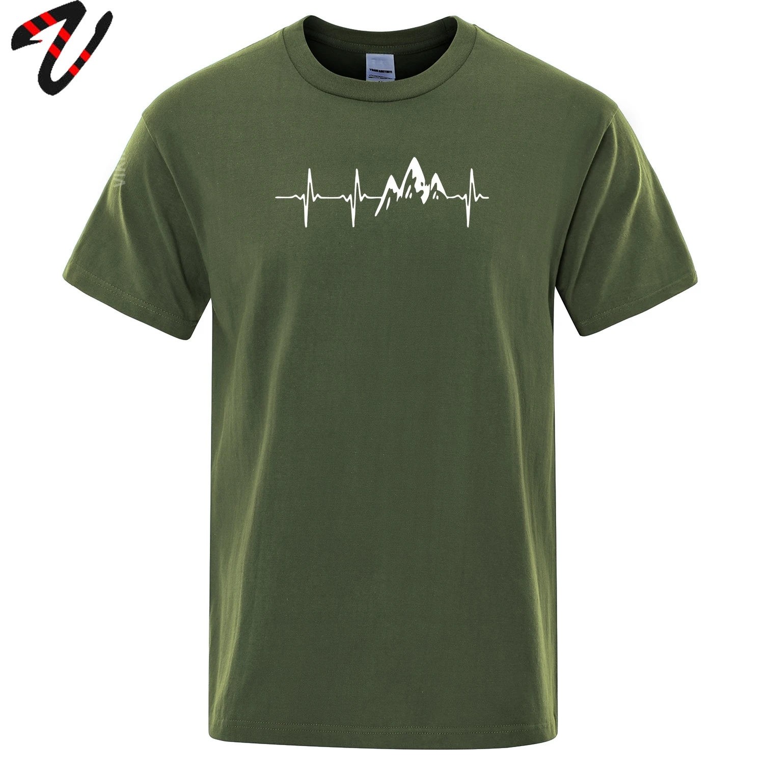 

Mountain Ecg T Shirt Men 100% Premium Cotton Sweatshirt T-Shirt Funny Tees Tops Harajuku Streetwear Electrocardiogram tshirt