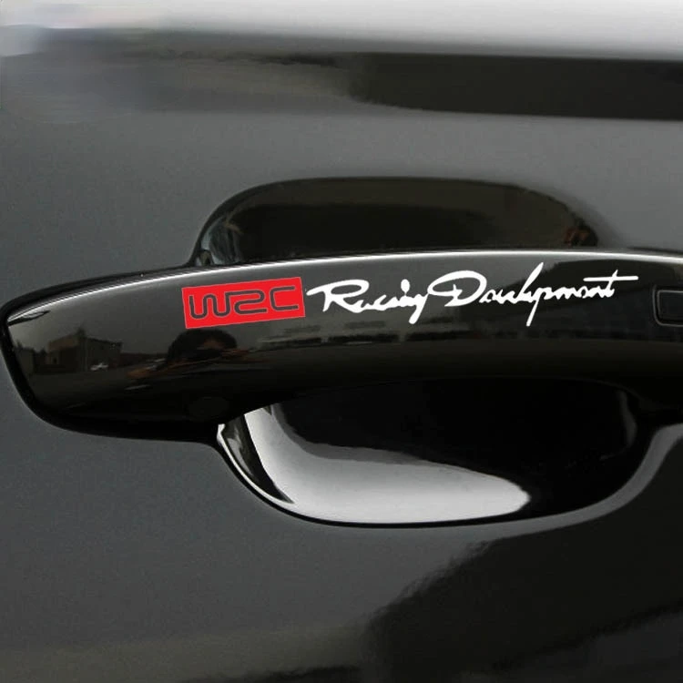 

4 x Car Styling Fashion WRC World Racing Development Creative Door Handle Decals Dual Color KK12*2cm