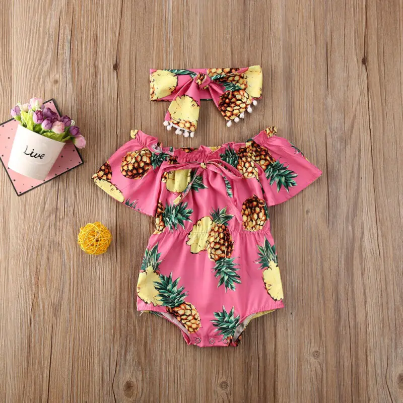 0-24M Newborn Infant Baby Girl Flower Romper Jumpsuit Playsuit 2PCS Outfits Clothes | Мать и ребенок