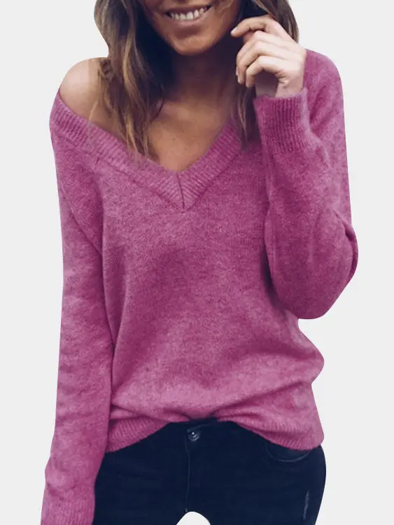 Women Gray Ribbed Knitted Pullover Top Pull Hiver Femme Sweater Winter Warm Female Jumper Thick Christmas Sweaters | Женская одежда