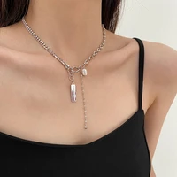 new trendy metal necklace women simple double layer chains chokers pearl pendant chain punk hip hop clavicle chains jewelry gift