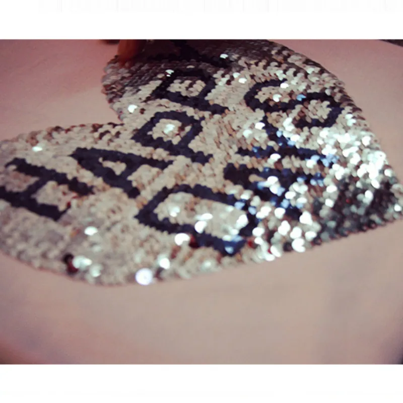 

Magic Variety Sequins Hearts Cotton Tees Reversible Sequin Magical Color Changing Beaded T-Shirts Shirts Discoloration Crop Tops