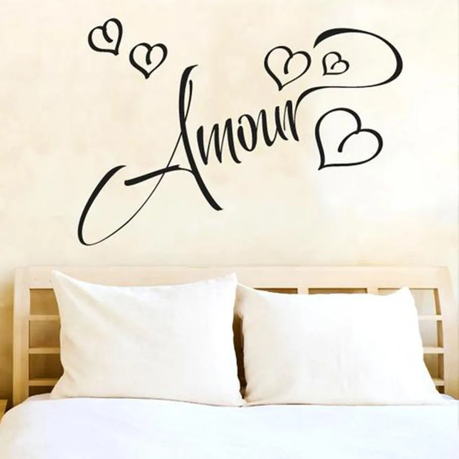 Amour Love наклейки на стену французские слова виниловые пара спальня гостиная