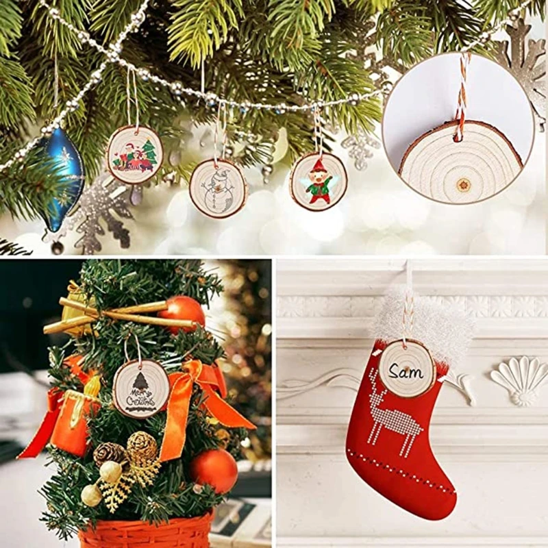 

Natural Wood Slices 10 Pcs for Arts Wood Slices Christmas Ornaments DIY Crafts