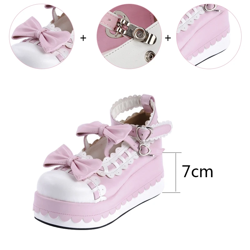 

2020 New Japanese Style Lolita Shoes Platform Shoes Girls Princess Cosplay Shoes Women Shoes w/Bowknot Eur Size 35-44