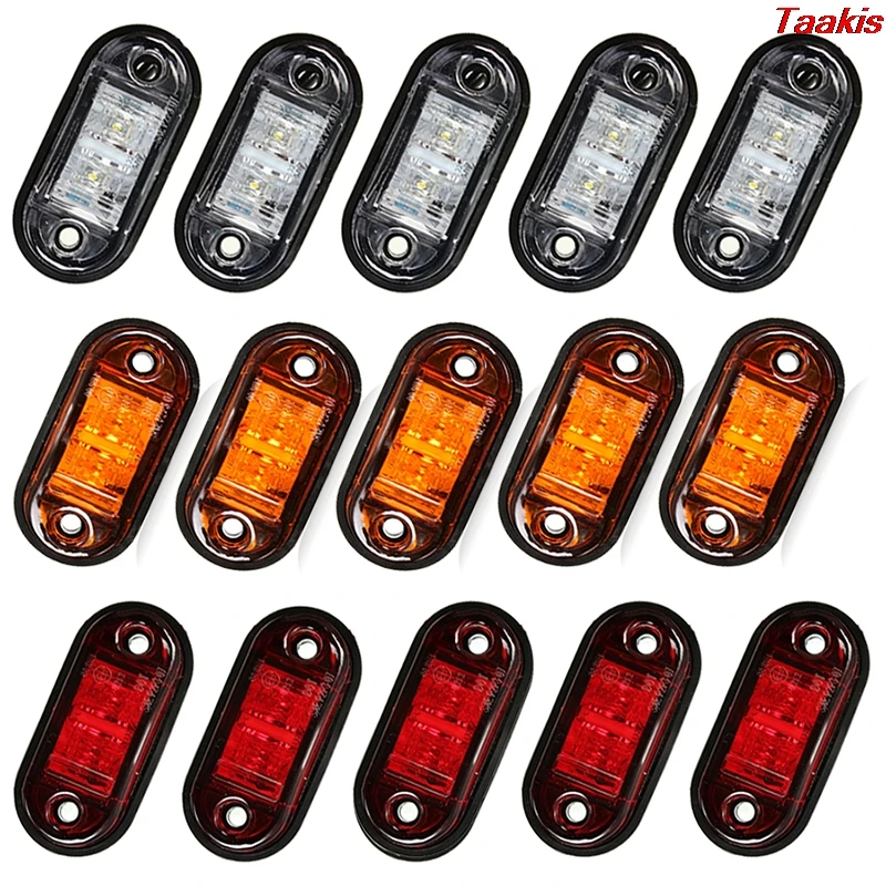 

Warning Light LED Diode Light Trailer Truck Orange White Red LED Side Marker Lamp Oval Clearance Trailer Light 66x27.5mm 10Pcs