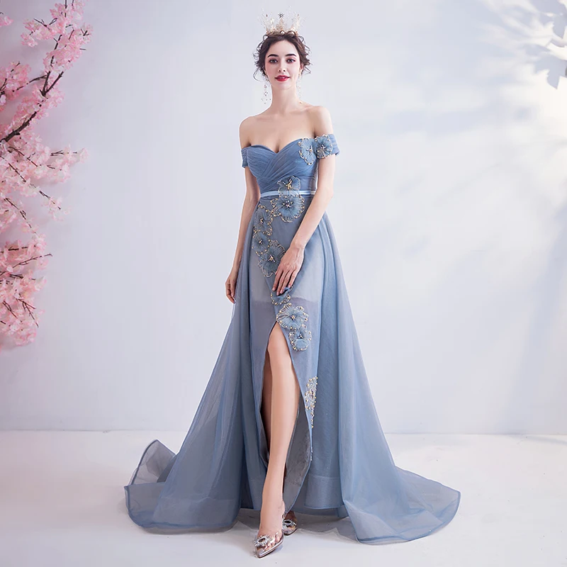 Женское вечернее платье SSYFashion розовое кружевное с вырезом лодочкой и цветочным