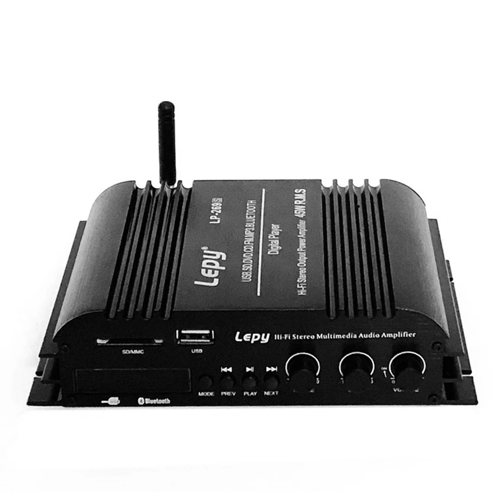 269S мини бытовой BT5.0 усилитель стерео 4 канальный 45 Вт + фотолампы мультимедийный