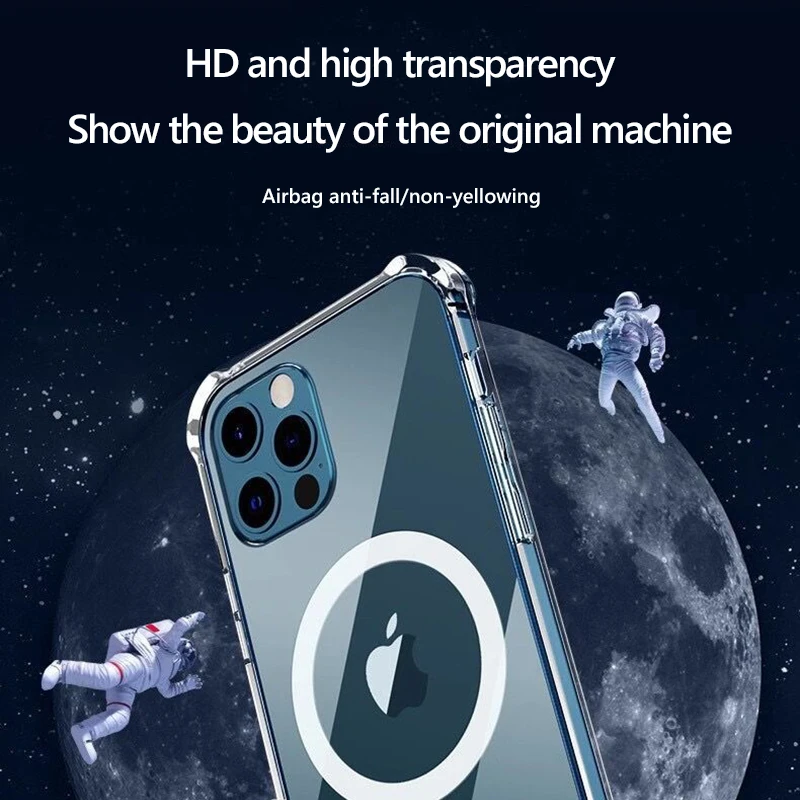 Прозрачный Магнитный чехол Magsafe для iPhone 13 Pro Max Mini поддержка беспроводного