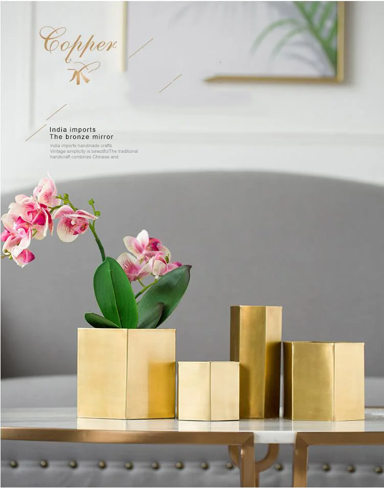 American gold metal brass geometric vase pen holder storage ornaments flower dried flowers home decoration | Дом и сад