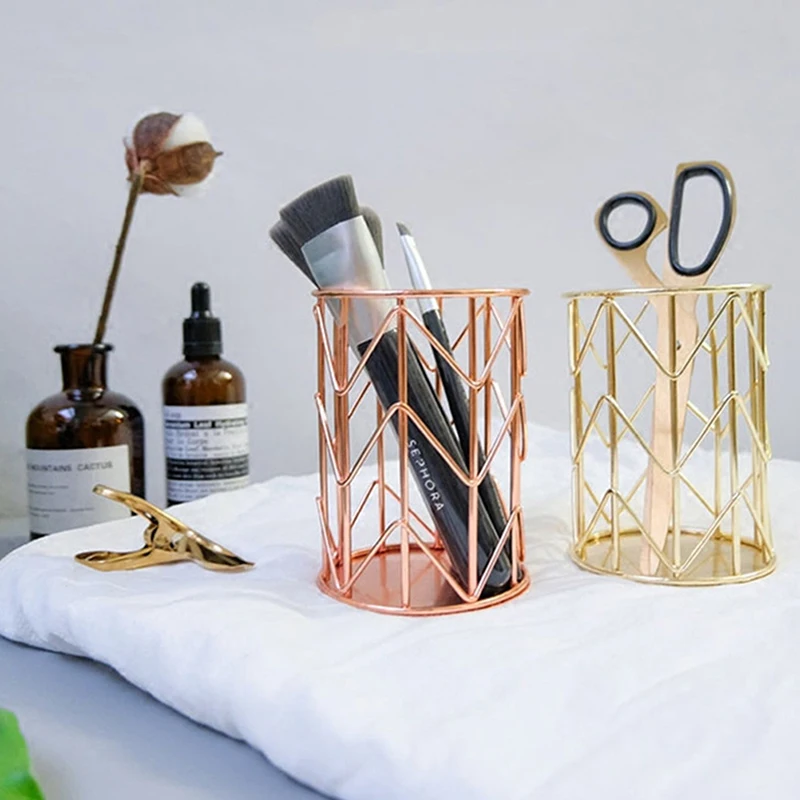 

10.5 x 8cm 1pc Rose Gold Home Desk Stationery Decor Pen Pencil Pot Holder Container Organizer High Quality New Arrival