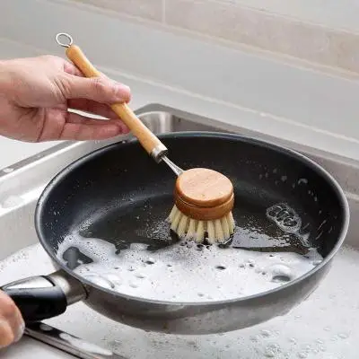 Натуральная щетка, искусственная щетка для кастрюль, щетка для мытья посуды, щетка для мытья домашних кухонных приборов, щетки, чистящие инс... от AliExpress WW