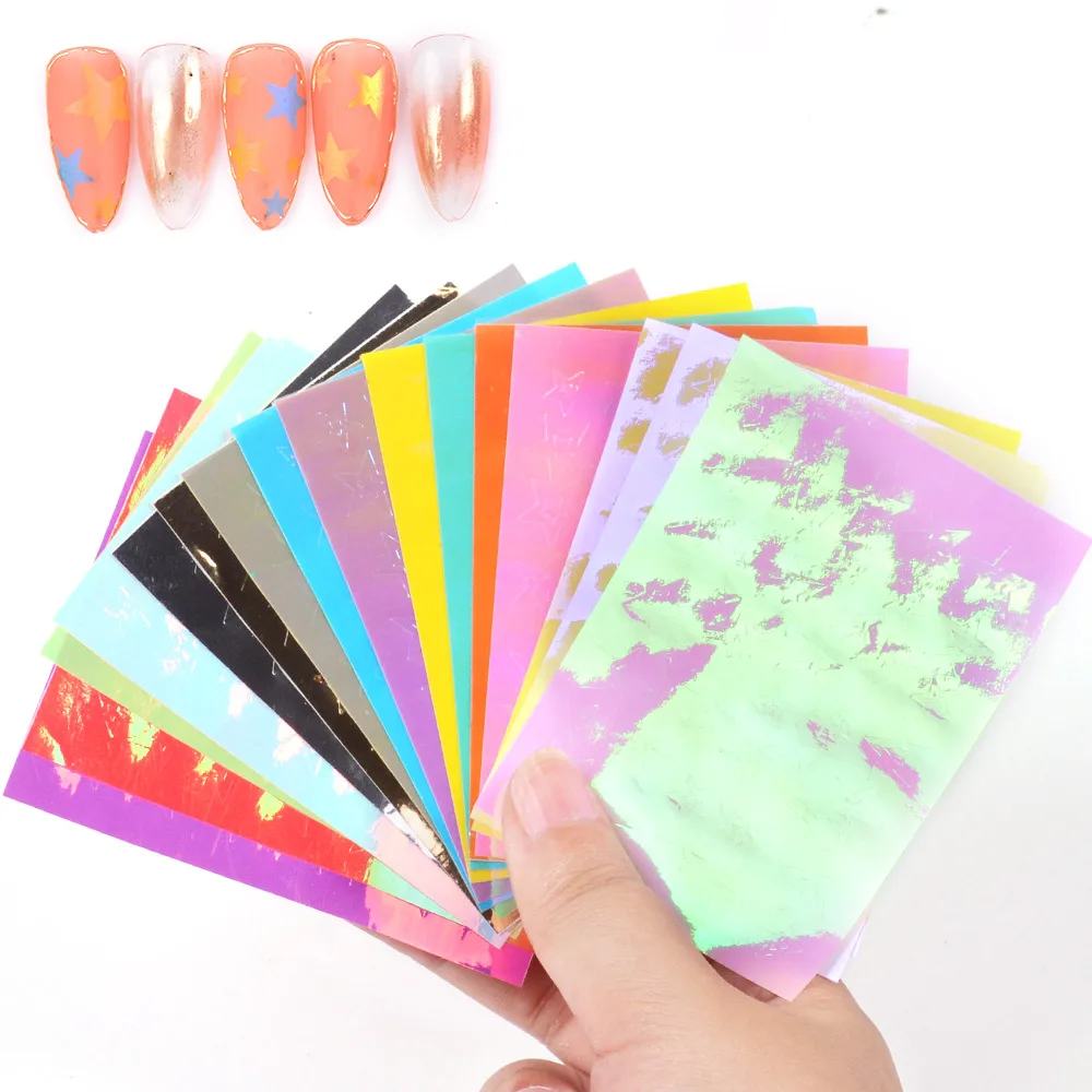 

New Nail Stickers 3D Nail Slider Stars Stickers Glitter Shiny Decoration Decal DIY Transfer Adhesive Colorful Nail Art Tips