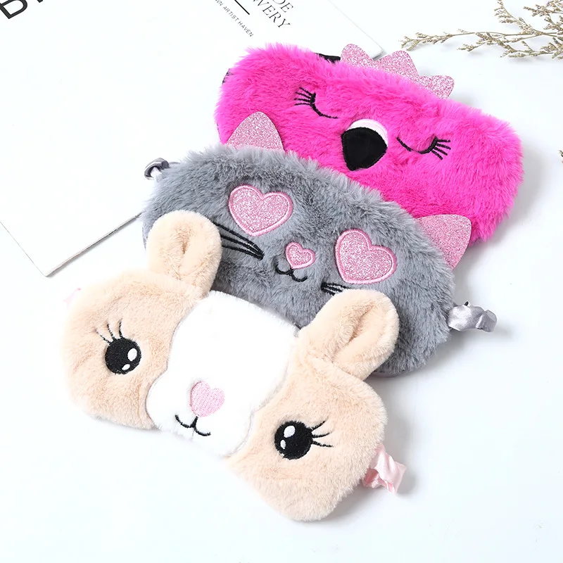 Soft Plush Eye Masks Silk Love Flamingo Cover Rabbit Sleeping Mask Eyepatch Cartoon Nap Shade Blindfold Super |