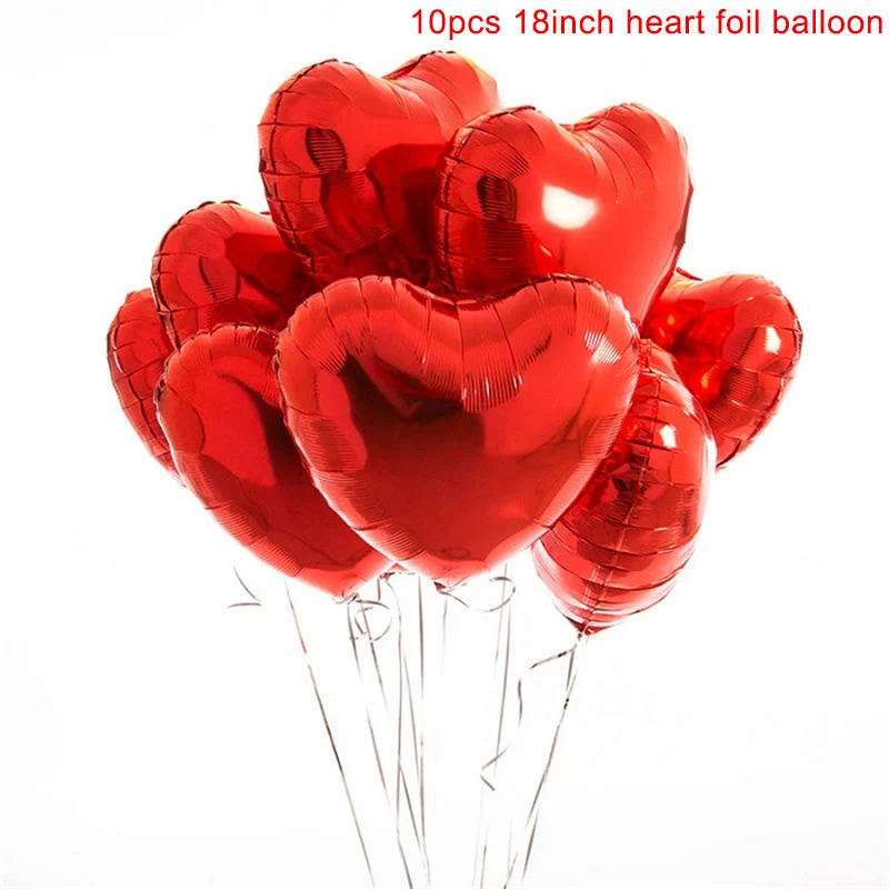 10pcs red 10 шт мульти розовое золото сердце фольгированные шары конфетти латексные воздушные шары для дня рождения вечерние украшения дети взрослые шарики для свадьбы - Цвет: 10pcs red