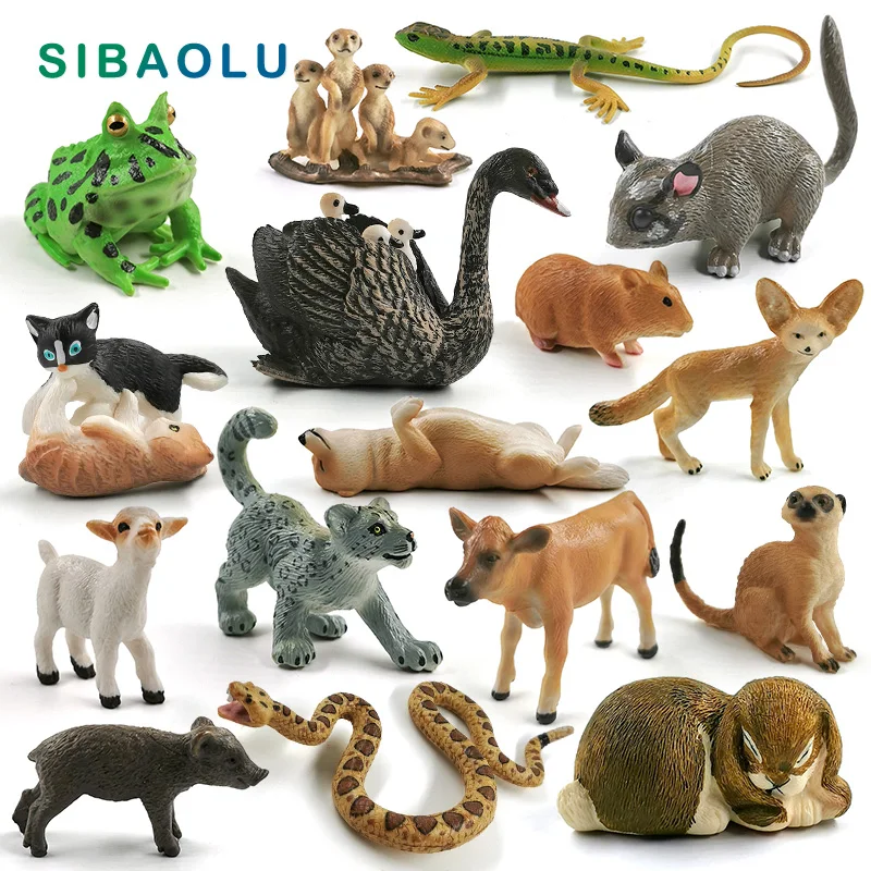 Черный лебедь лошадь овечка лиса олень медарикат змея лягушка кошка фигурка