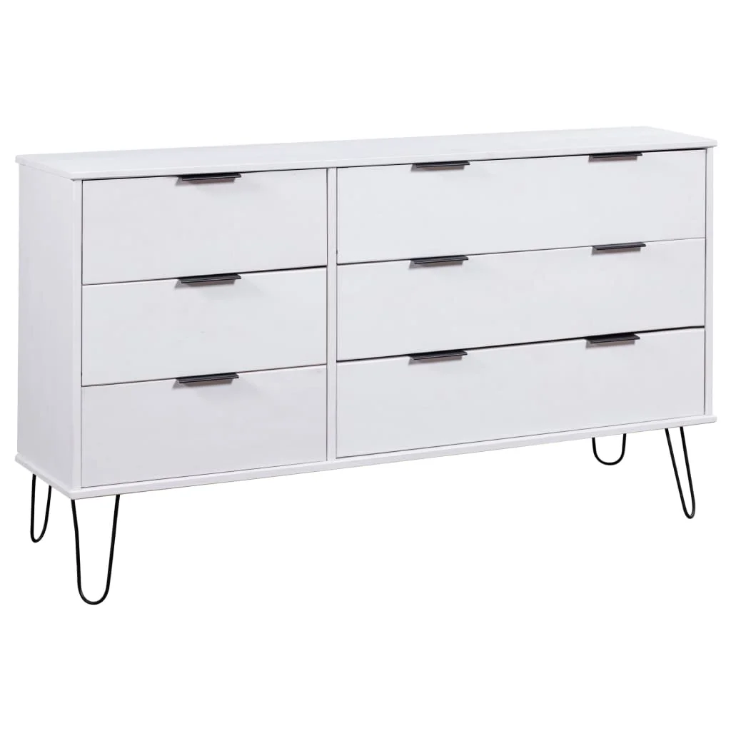 

Drawer Cabinet White 47"x15.6"x29" Solid Pine Wood