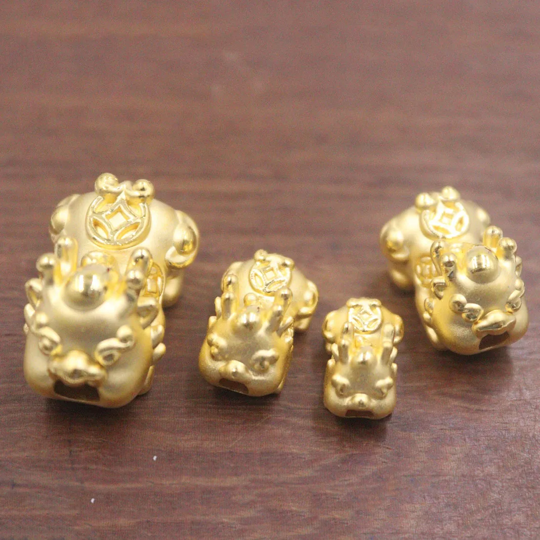 

Fine 999 Pure 24K Yellow Gold Pendant Women 3D Luck Pixiu Baby Bead Pendant Best Gift