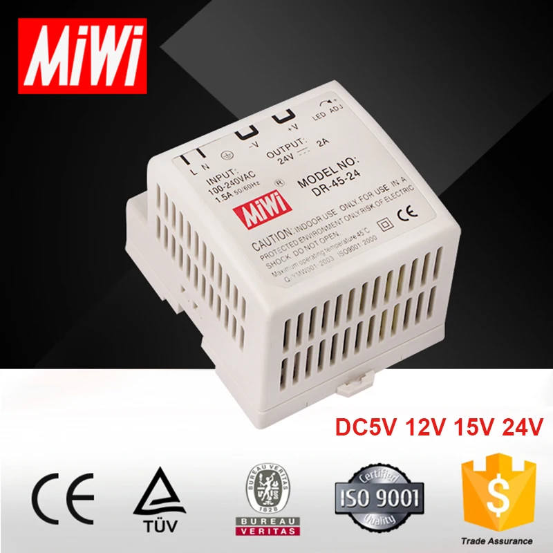 Одновыходная Din рейка 12 В 15 24 5 25 Вт 42 48 Electrial AC DC DR 45 импульсный источник