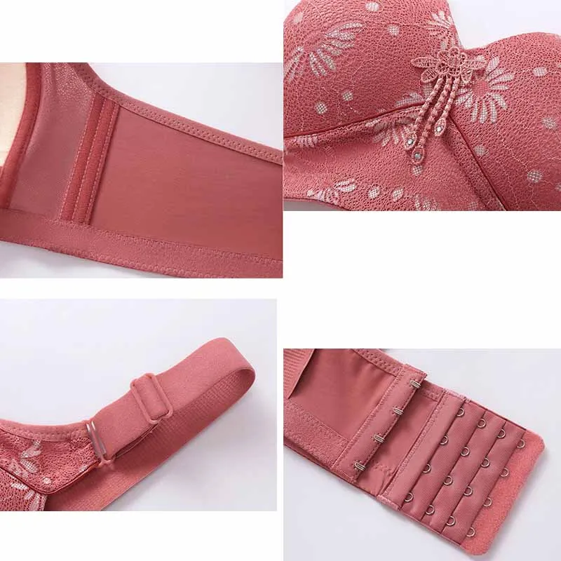 

Large Size Lingerie Women's Push Up Bra Sexy Lace Cozy No Steel Ring Underwear Ladies Breathable 80-105 B C Cup Bralette