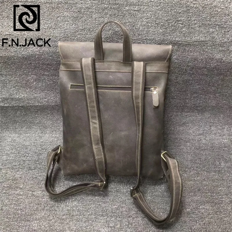 Винтажный Мужской рюкзак F.N.JACK с двумя лямками это классический дорожный для