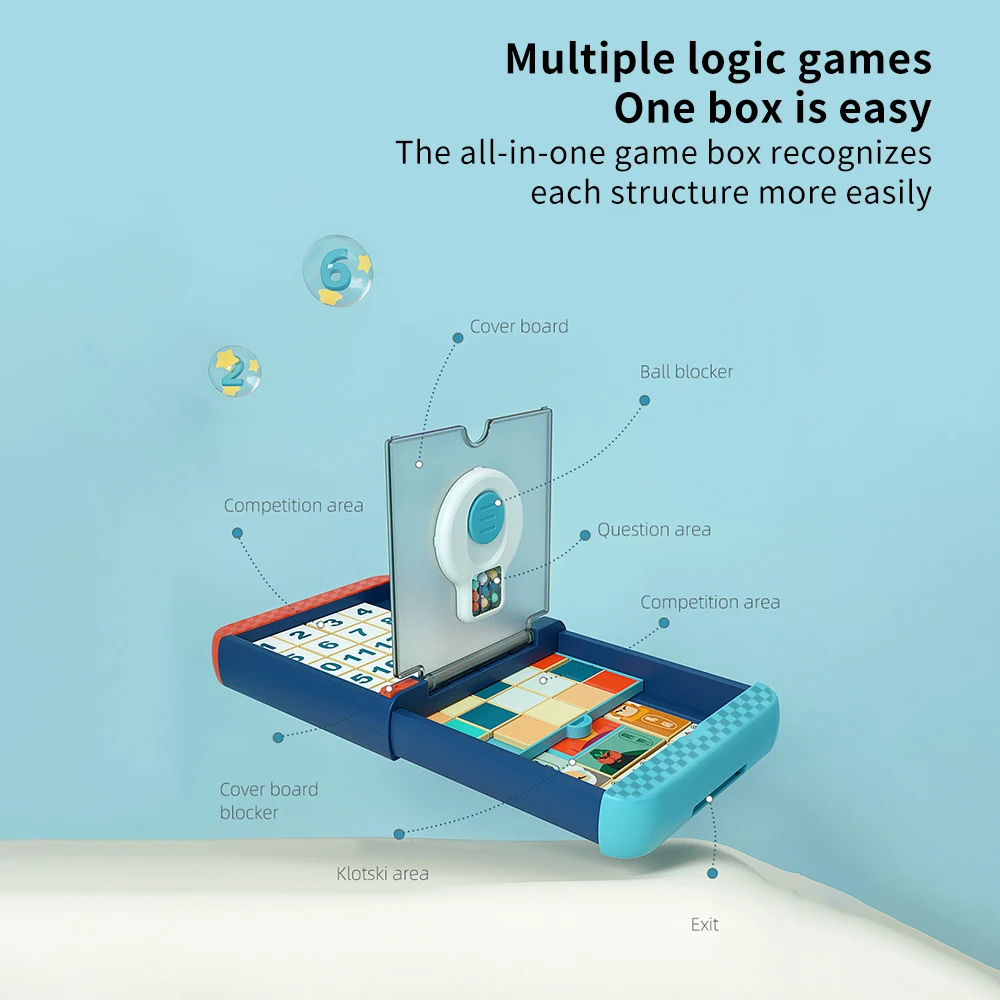 

2021 Game Of Kids & Adults Family Board 3 in 1 Magic Sliding puzzle Block Game Training Brain Educational toy for Children