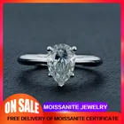 Женское кольцо из серебра 100% пробы, с муассанитом, 2,0 карата, в форме груши, очень блестящее обручальное кольцо, ювелирные изделия высокого качества