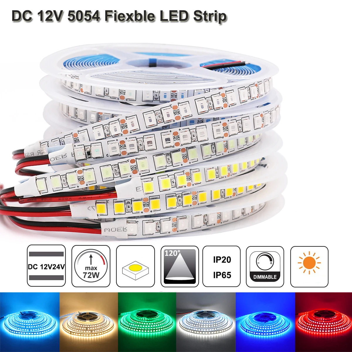 

DC12V LED Strip Light SMD 5054 Flexible Light Led Tape 5M Led Stripe Waterproof 120Leds/M Led Ribbon Diode CW WW Red Green Blue