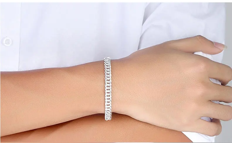 Bracelet men's fashion personality handmade whip chain S990 silver bracelet coarse jewelry wholesale