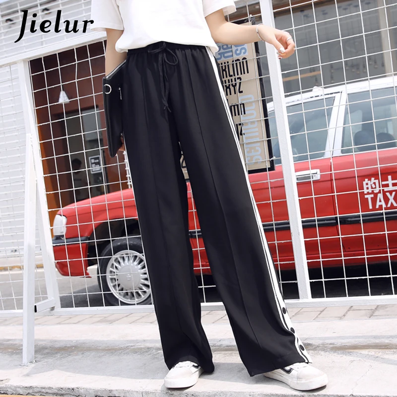 Женские брюки с высокой талией в Корейском стиле Харадзюку летние свободные