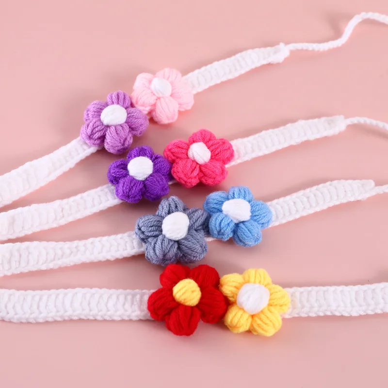 

Pet collar wool knitted flower cat dog collar rabbit cute bib two-color sunflower tie necklace dog supplies puppy accessories