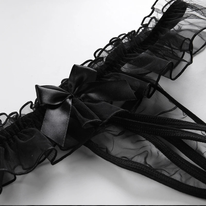 

New Sexy Mesh Bow Perspective Bowknot Suspender Dress Sexy Sheer Dress Erotic Nightdress Nightwear Women