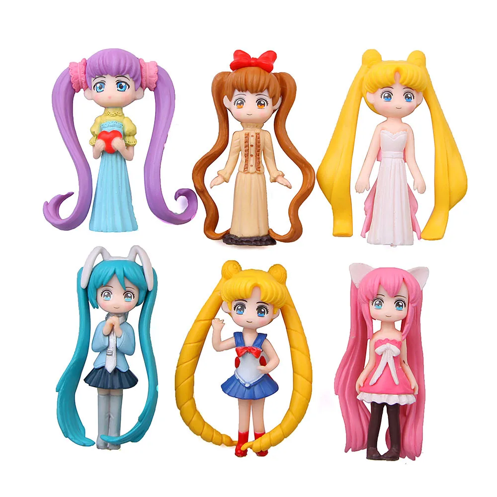 6 шт./компл. Сейлор Мун Цукино Usagi принцессы серинити ПВХ Фигурки Коллекционная
