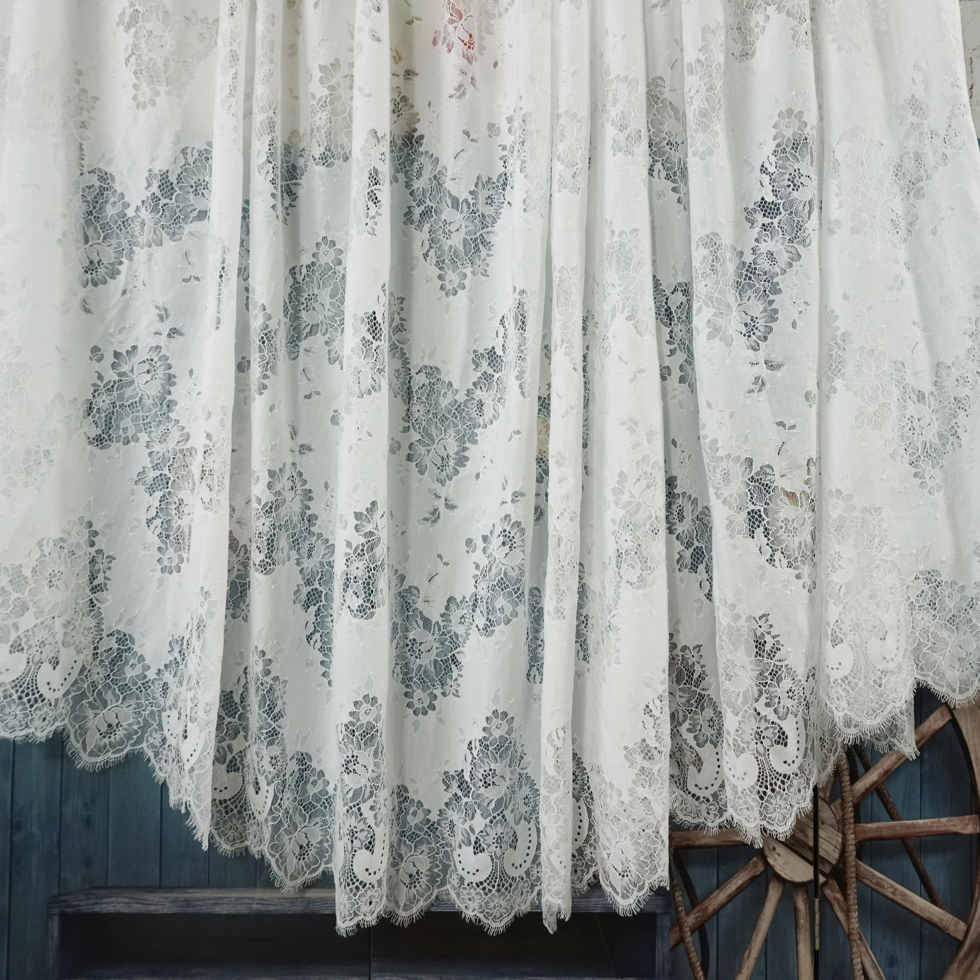 

Off White Thick Quality Eyelash Lace Fabric 1 Piece=150x300cm 2021 NEW