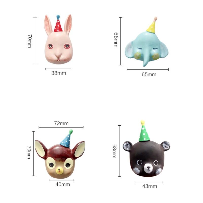 Картонная коробка милый медведь слон кролик животные из смолы 3D магниты на