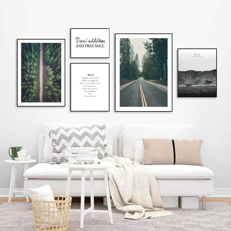 

Highway Forest Scenery Canvas Painting Wall Art Nordic Posters and Prints Wall Pictures for Living Room Decoration Frameless