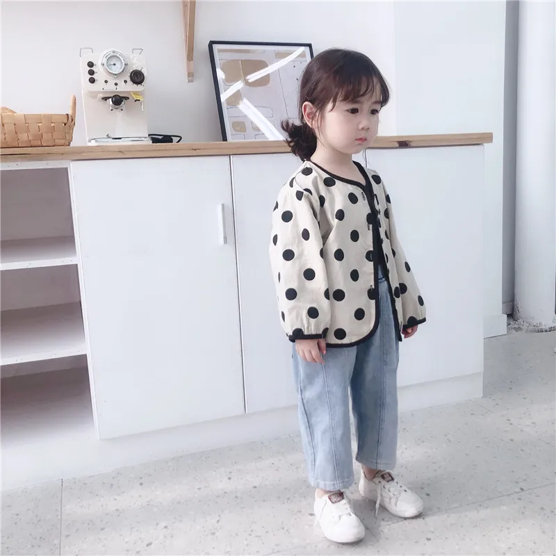 Chifuna/Новая модная куртка для девочек в горошек милое пальто Детская верхняя