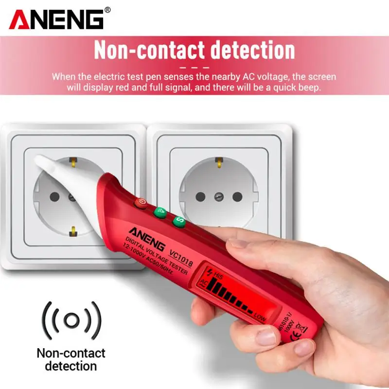 

AC 12V-1000V Multifunctional Voltage Detector Pen Test VC1018 Non-contact LED Electric Tester Adjustable sensitivity