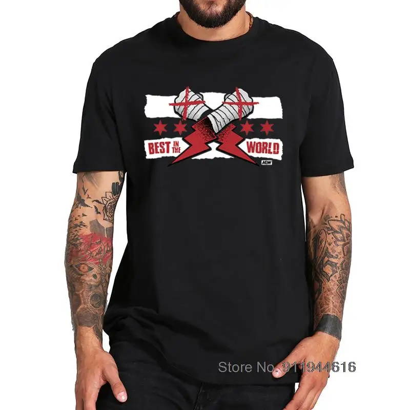 

Cm Punk-A.ew T-shirt American Professional Wrestler Fashion Cool Short Sleeve Personality Summer 100% Cotton Top EU Size